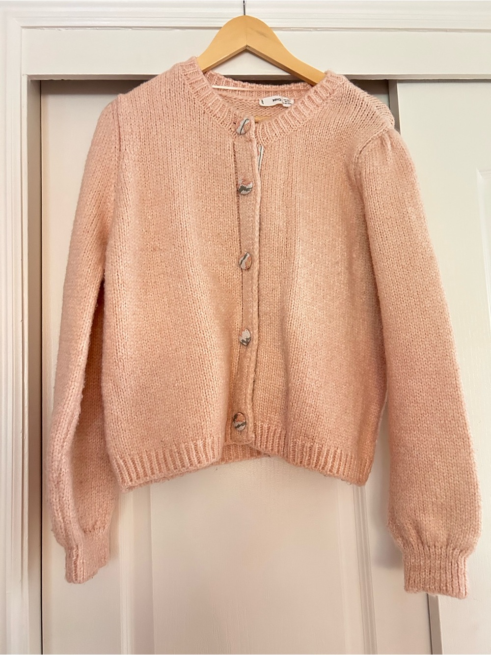 MNG - Mango Blush Pink Knit Button-Front Cardigan